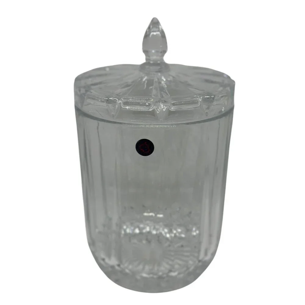 VTG St George Lead Crystal Odyssey Mini Biscuit Barrel Candy Jar Lid‎ England